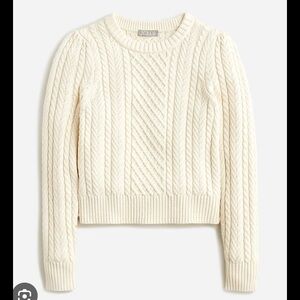 J.Crew Cable-knit puff-sleeve crewneck sweater - size Medium